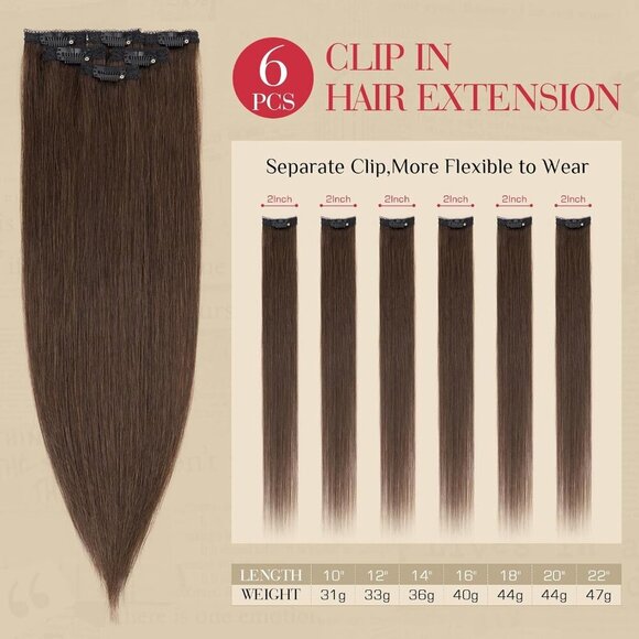 Real Human Hair Clip In Extensions 6 Pcs 10 Inches Seamless Clear Fit for Women main image 6
